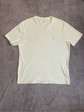 All Saints Brace Brushed Cotton Crew Neck Tee XL Light Green Subtle Minimalistic